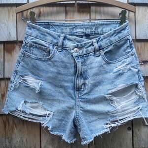 American Eagle Outfitters Blue Jean Shorts Distressed Style